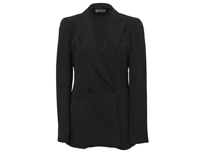 Versace Double-Breasted Blazer in Black Wool  ref.1391035
