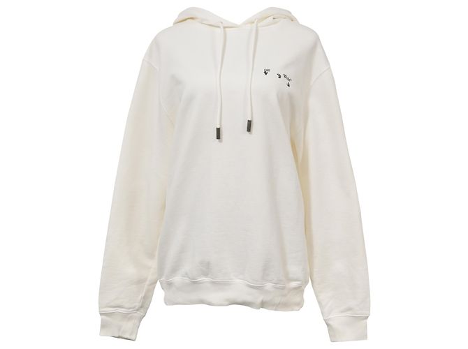 Off White Sudadera con capucha Liquid Arrows de algodón blanco roto