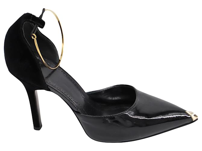 Décolleté D'Orsay con cinturino alla caviglia e tacco a vite di Givenchy in pelle verniciata nera Nero  ref.1391049