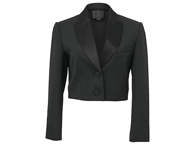 Alexander Wang Cropped Tuxedo Blazer in Black Wool  ref.1391051