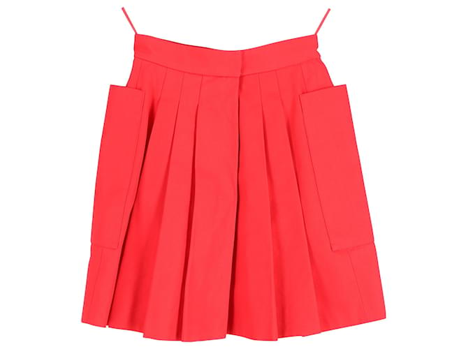 Alexander McQueen Pleated Mini Skirt in Red Cotton  ref.1391053