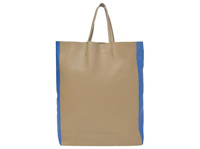 Céline Celine Bicolor Cabas Tote Bag in Beige and Blue Leather  ref.1391069