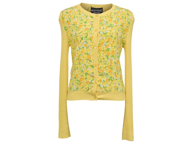 Boutique Moschino Button-Up Floral Cardigan in Yellow Cotton  ref.1391075