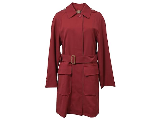 Burberry – Trenchcoat mit Kapuze aus roter Baumwolle  ref.1391078