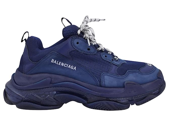 Tênis Balenciaga Triple S em Poliéster Azul  ref.1391079