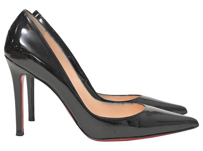 Christian Louboutin Bat Décolleté in vernice nera Nero Pelle Pelle verniciata  ref.1391084