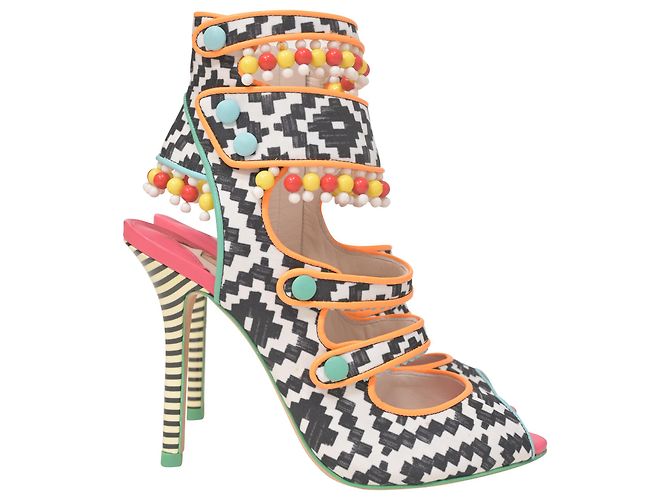 Sophia Webster Amma Aztec Printed Satin Sandals In Multicolor Leather