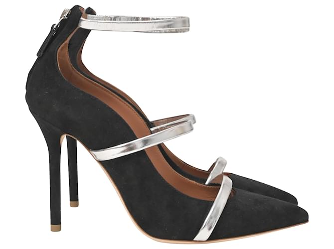 Autre Marque Malone Souliers Robyn Ankle Strap Pumps in Black Suede  ref.1391096