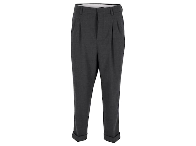 Ami Paris Pleated Trousers in Charcoal Wool Dark grey  ref.1391117