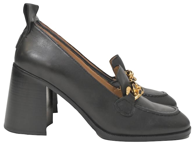 Chloé See by Chloe Mahe Heeled Loafers in Black Leather  ref.1391123