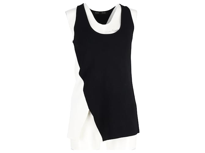 Proenza Schouler Asymmetrical Knit Sleeveless Top Black and White Wool  ref.1391131