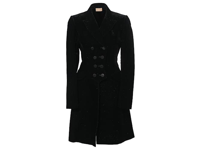 Alaïa Double-Breasted Glitter Coat in Black Velvet   ref.1391133