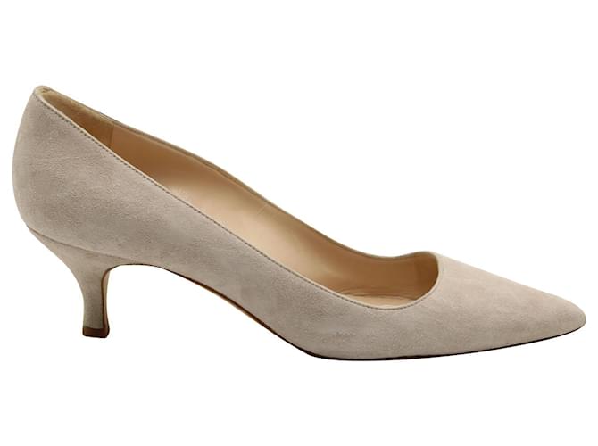 Escarpins à talons chaton Manolo Blahnik en daim gris Suede  ref.1391137