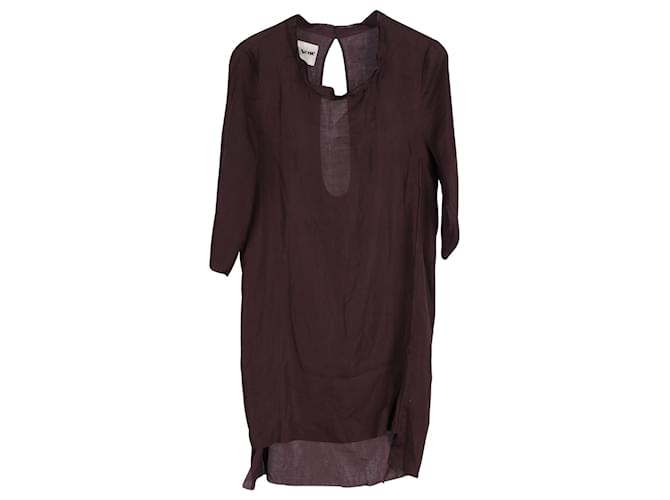 Acne Studios Zink AW11 – Knielanges Kleid mit Wasserfallausschnitt aus violettem Polyester Rot Bordeaux  ref.1391146