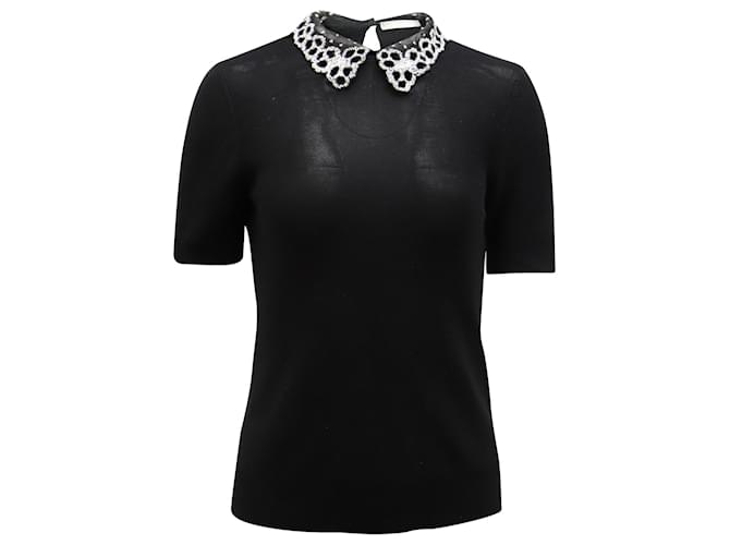 Blusa con cuello de cuentas Jason Wu en nailon negro Nylon  ref.1391153