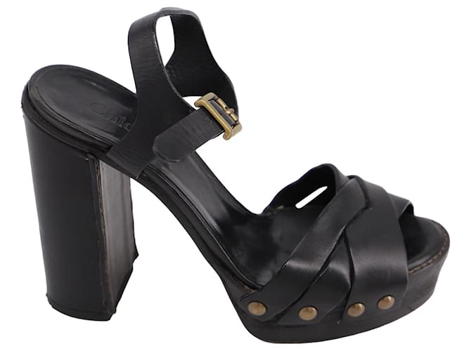 See by Chloé See by Chloe Strap Wedge Sandals in Black Leather  ref.1391154