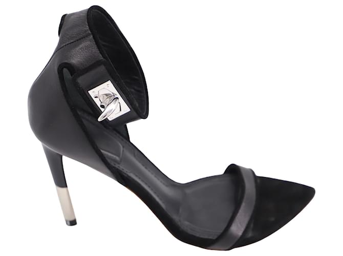 Sandalias con tira al tobillo con dientes de tiburón Eel de Givenchy en cuero negro  ref.1391155