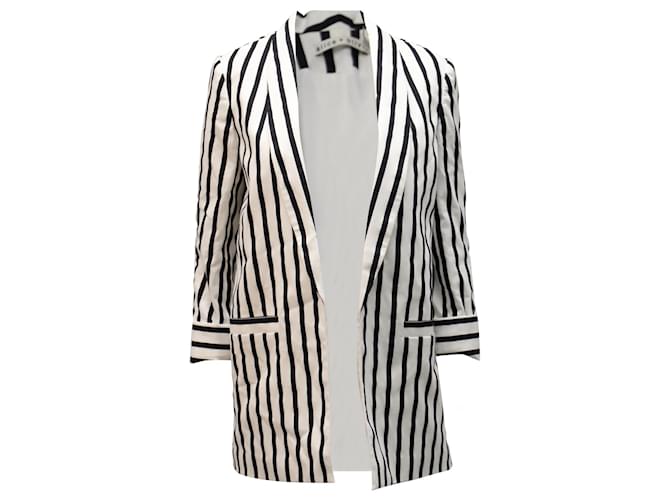 Alice + Olivia Vertical Striped Blazer in Black and White Cotton  ref.1391157