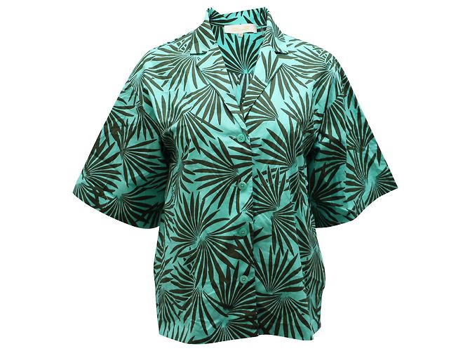 Camicia con stampa tropicale Diane Von Furstenberg in cotone verde e nero Stampa python