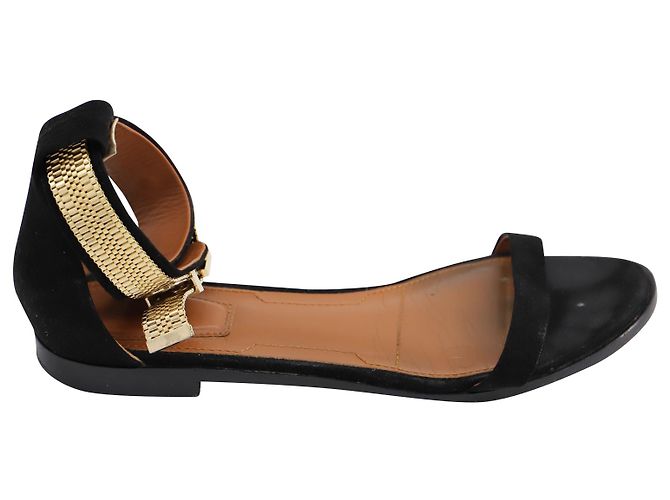 Givenchy Ankle Cuff Flat Sandals in Black Leather
