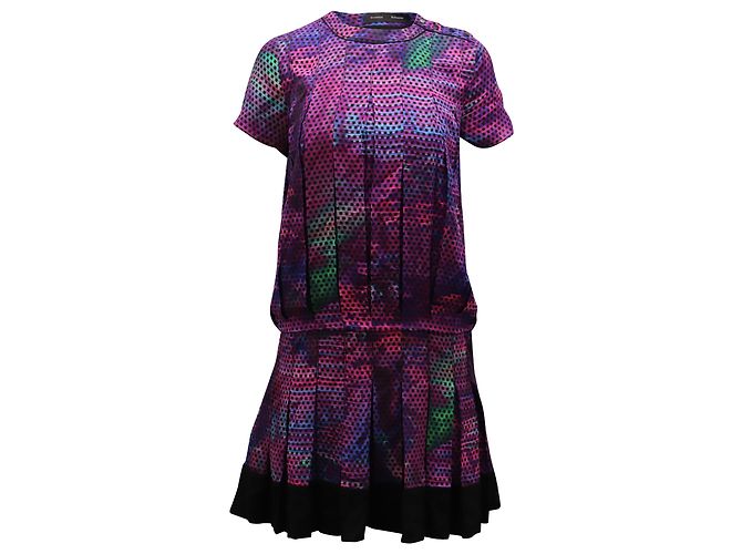 Vestido midi plisado de seda violeta de Proenza Schouler