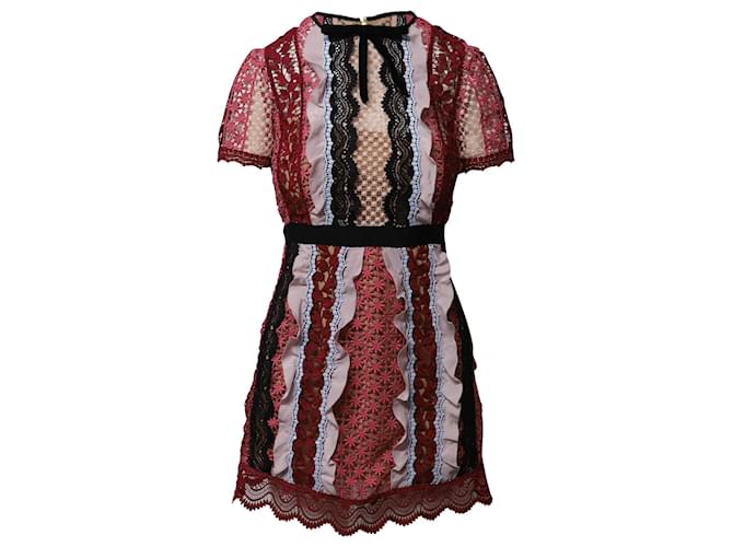 Self portrait Self-Portrait Panelled Bellis Lace Trim Mini Dress in Multicolor Polyester Python print  ref.1391167