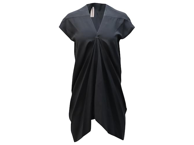 Rick Owens - Robe midi asymétrique drapée en Cupro noir Fibre de cellulose  ref.1391170