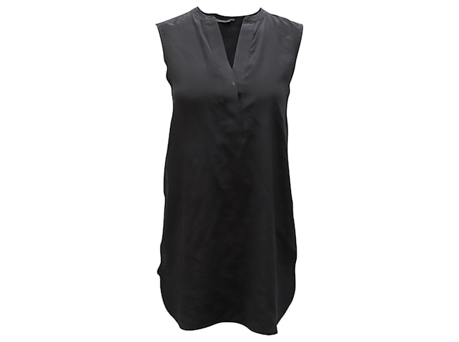 Vince Sleeveless Tunic Sheer Blouse in Black Rayon  Cellulose fibre  ref.1391172