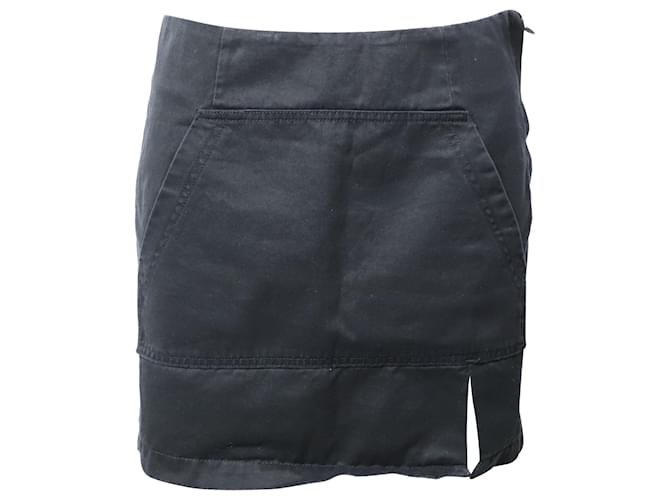 Marc Jacobs Mini-jupe fendue en denim de coton noir  ref.1391174