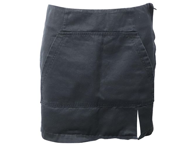 Marc Jacobs Slit Mini Skirt in Black Cotton Denim