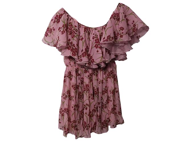 Giambattista Valli One Shoulder Mini Dress in Floral Print Silk  ref.1391181
