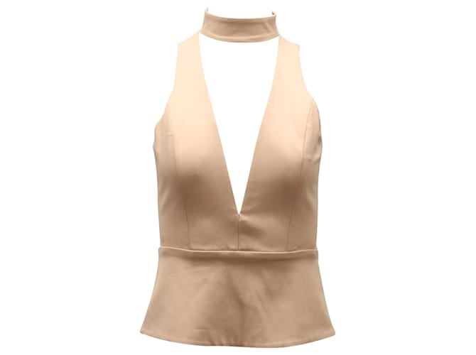 Autre Marque Michelle Mason Plunge Choker Sleeveless Top in Nude Polyester Brown Flesh  ref.1391183