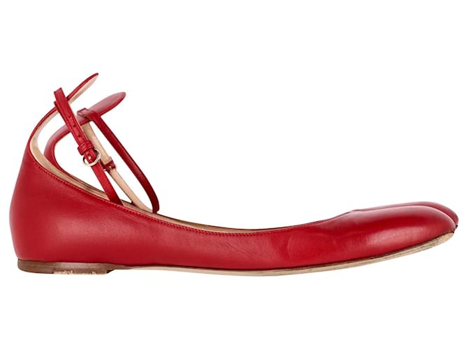  Valentino Garavani Tan-Go Ballet Flats in Red Lambksin Leather  ref.1391184