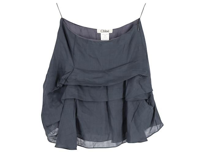 Mini Jupe Chloé en Lin Bleu Marine Ardoise  ref.1391192