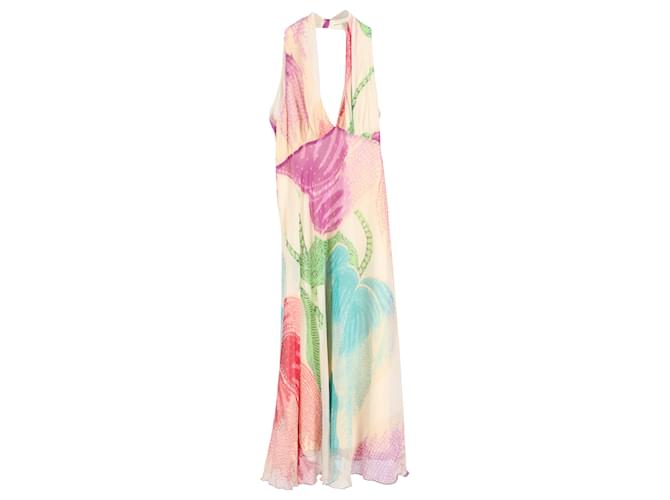 Diane von Furstenberg Halter Printed Knee Length Dress in Multicolor Silk Cotton  ref.1391194