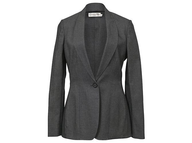 Christian Dior Single Button Blazer in Grey Wool