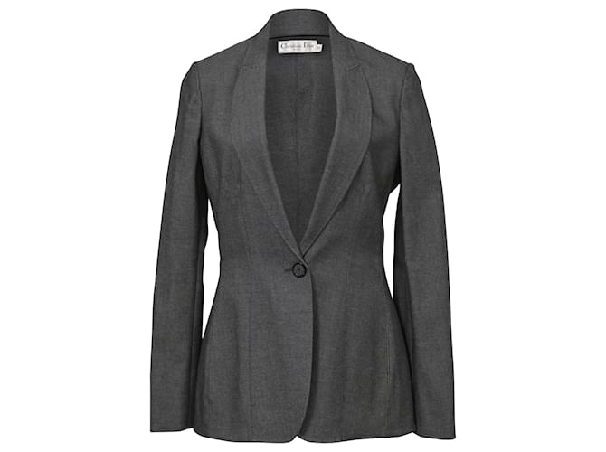 Christian Dior Single Button Blazer in Grey Wool  ref.1391203