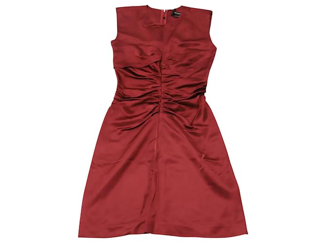 Isabel Marant Esta Feminine Ruched Mini Dress en Viscose Bordeaux Fibre de cellulose Rouge  ref.1391210