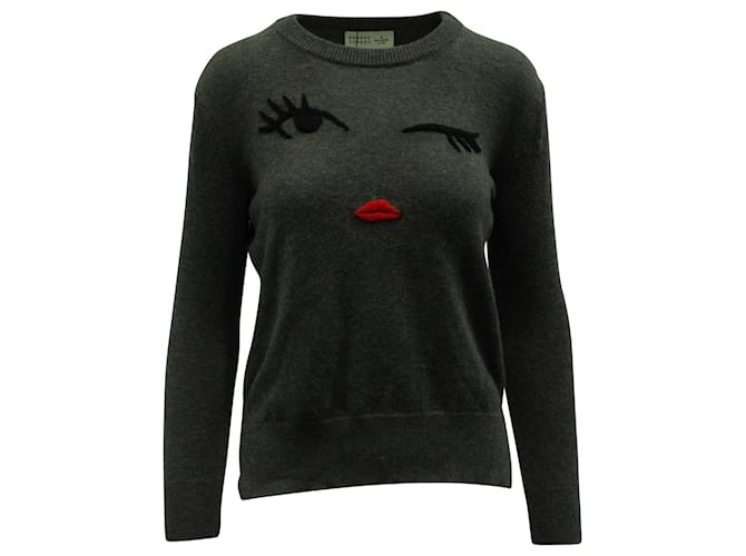Kate Spade x Boome Street Winking Face Sweater in Grey Polyamide Nylon  ref.1391214