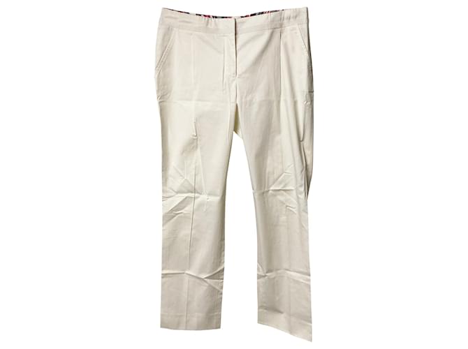 Salvatore Ferragamo Pantalon blanc en soie blanche Coton  ref.1391215