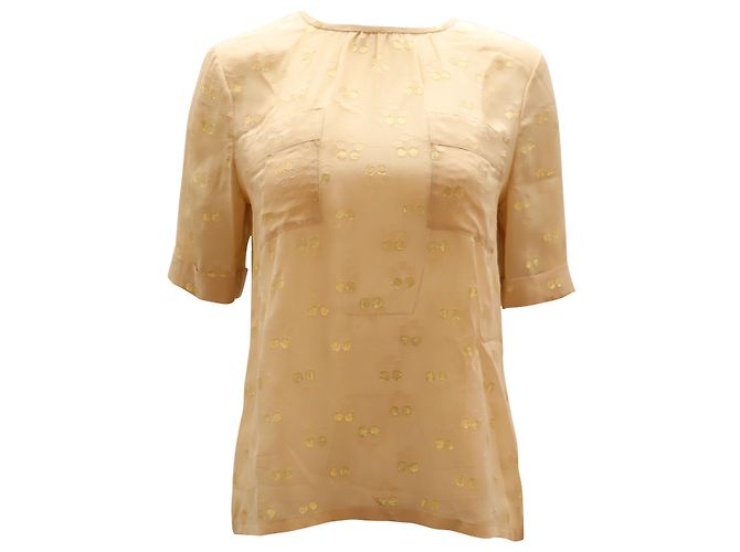 Blusa transparente Marc by Marc Jacobs com ouro em seda rosa Pescaria