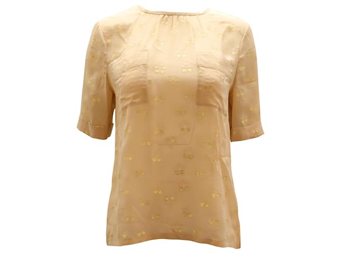 Marc by Marc Jacobs Blusa transparente con dorado en seda rosa Melocotón  ref.1391227