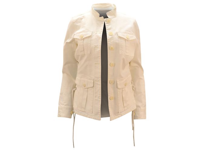 Chaqueta Tory Burch Sergeant Pepper de algodón blanco Crudo