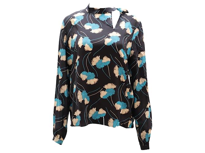 Rochas – Langärmlige Bluse mit Blumenmuster aus schwarzer Seide  ref.1391230