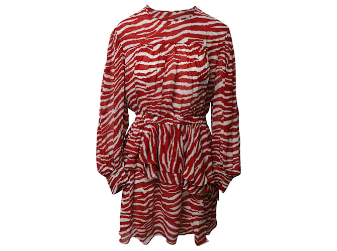 Étoile Isabel Marant Java Printed Draped Dress in Red Viscose Cellulose fibre  ref.1391235