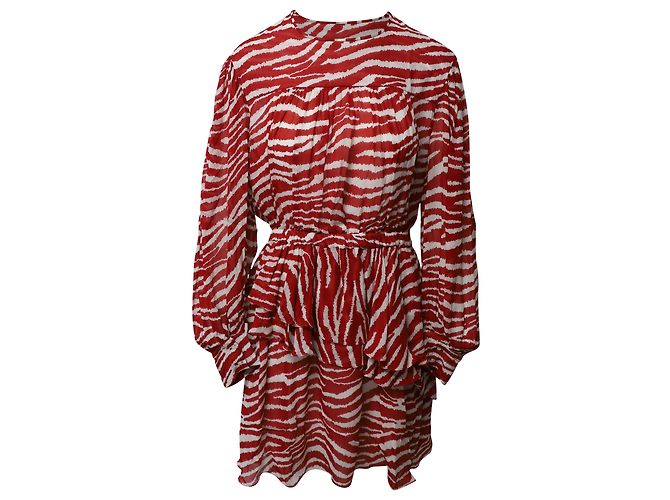 Étoile Isabel Marant Vestido drapeado com estampa Java em viscose vermelha