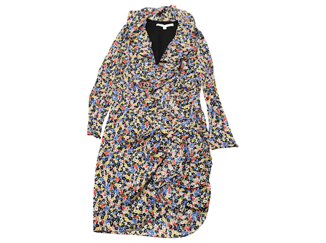 Veronica Beard Minna Robe portefeuille à volants en soie à imprimé floral  ref.1391236