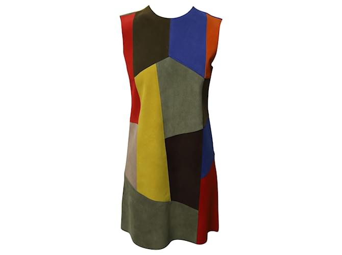 Victoria Beckham Patchwork-Kleid aus mehrfarbigem Wildleder Python drucken Schweden  ref.1391241