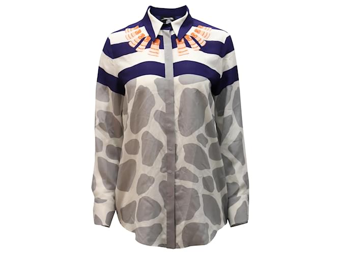 Autre Marque Mother of Pearl Printed Button Front Shirt in Multicolor Silk  ref.1391242