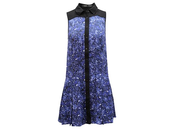 Proenza Schouler Micro Printed Flared Dress in Blue Silk  ref.1391243